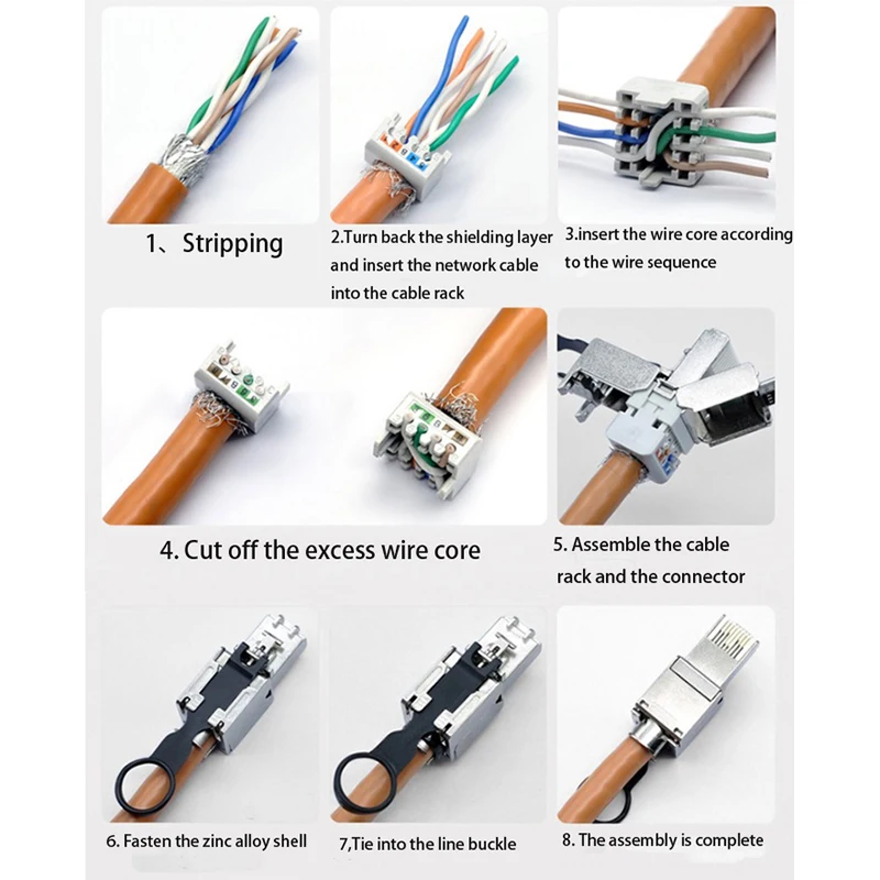 Цинковый сплав щит 8P8C RJ45 разъем совместим с Cat6/Cat6A/Cat7/Cat8 разъемом для кабеля Ethernet 10