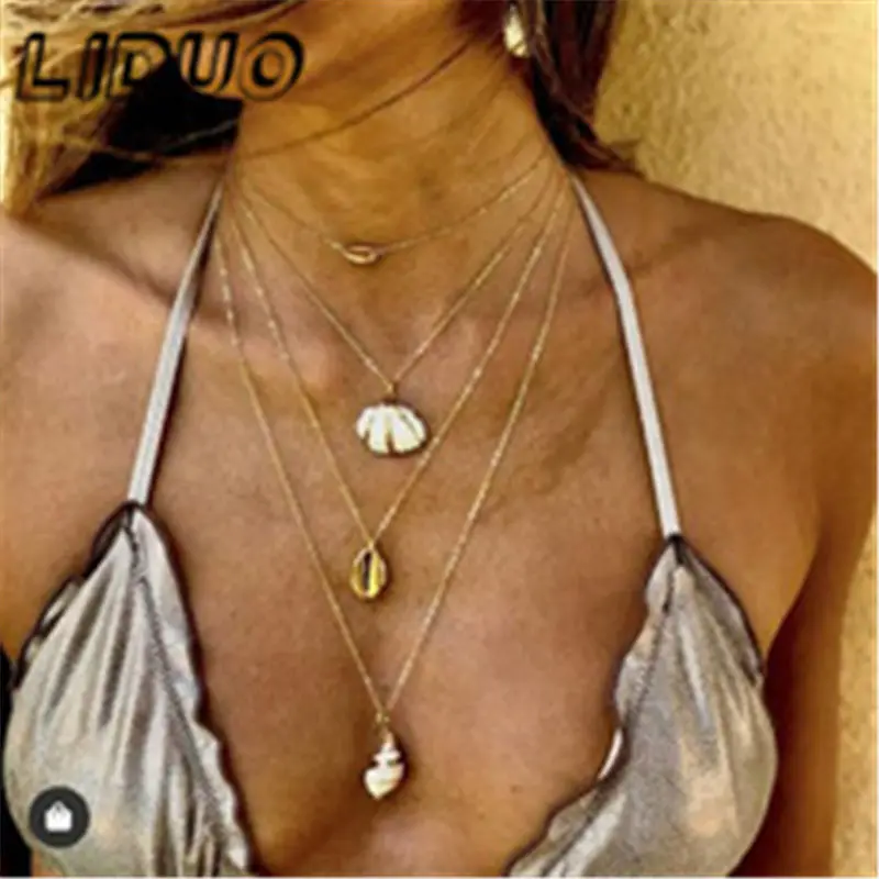 LIDUO Boho модное многослойное ожерелье из бисера и жемчуга для женщин золотой цвет