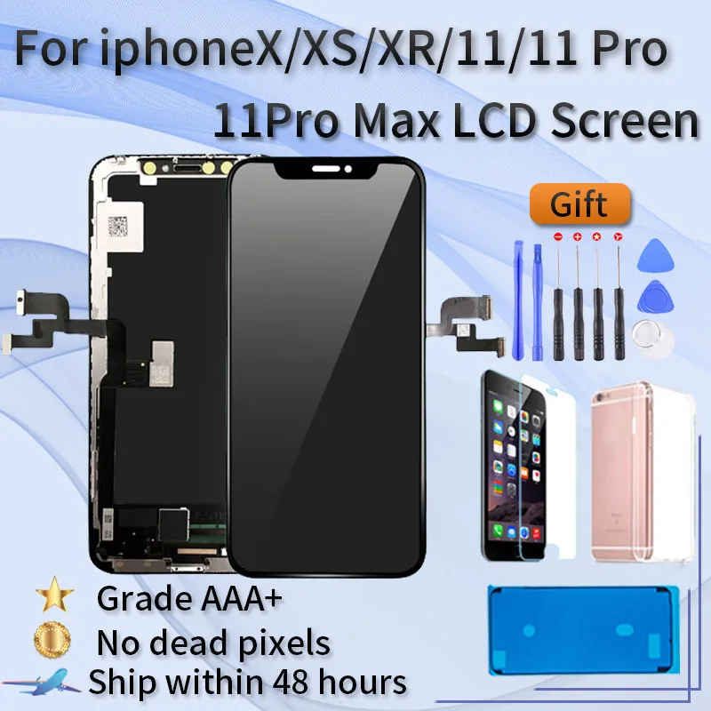 Для iPhone X XR XS XSmax 11 ЖК дисплей сенсорный экран в сборе цвет 3D чувствительный без