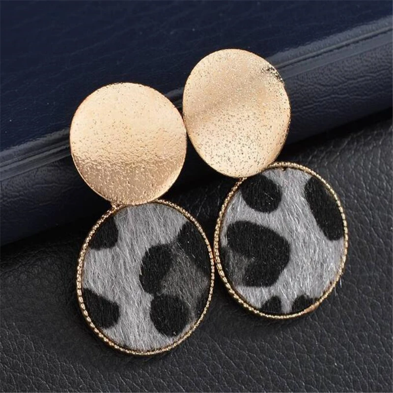 Женские леопардовые серьги золотого цвета круглые серьги-гвоздики с натуральным