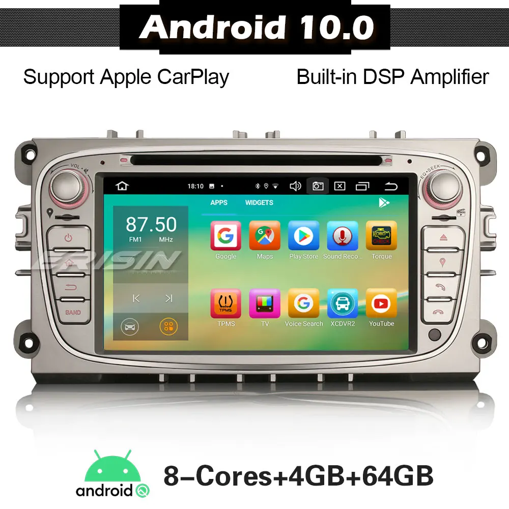 ERISIN 8109 Android 10 0 Авторадио для Ford Mondeo Focus S/C Max Galaxy 8 Core DSP DAB + CarPlay спутниковая