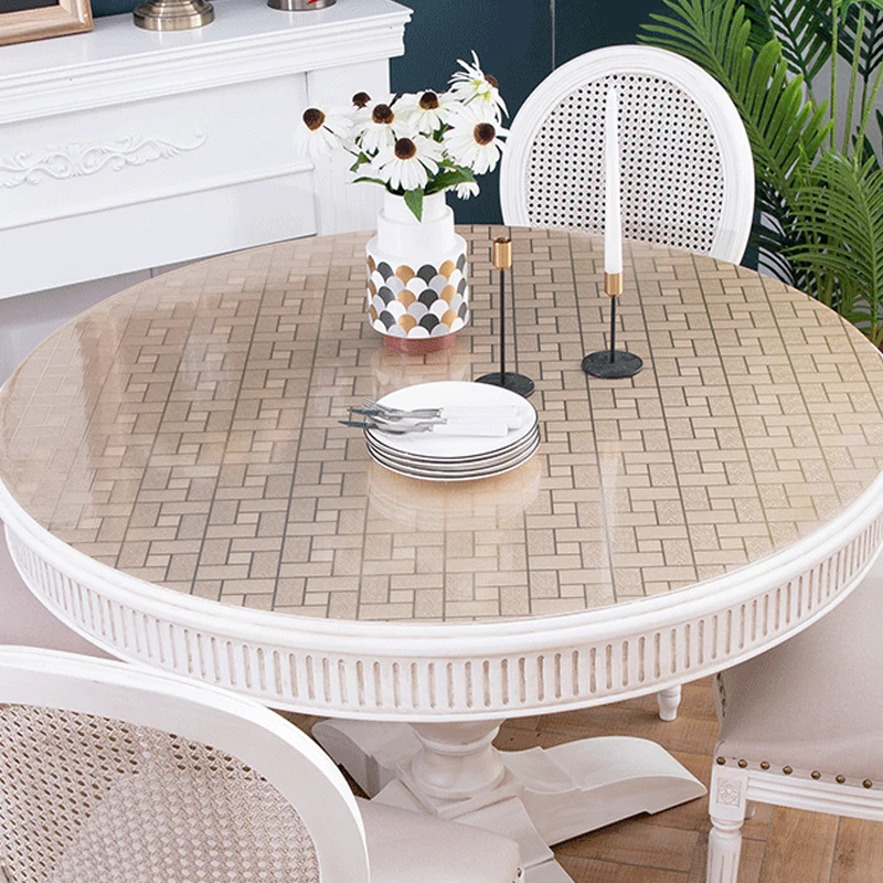 Скатерть круглая из ПВХ непромокаемая с узором | Дом и сад