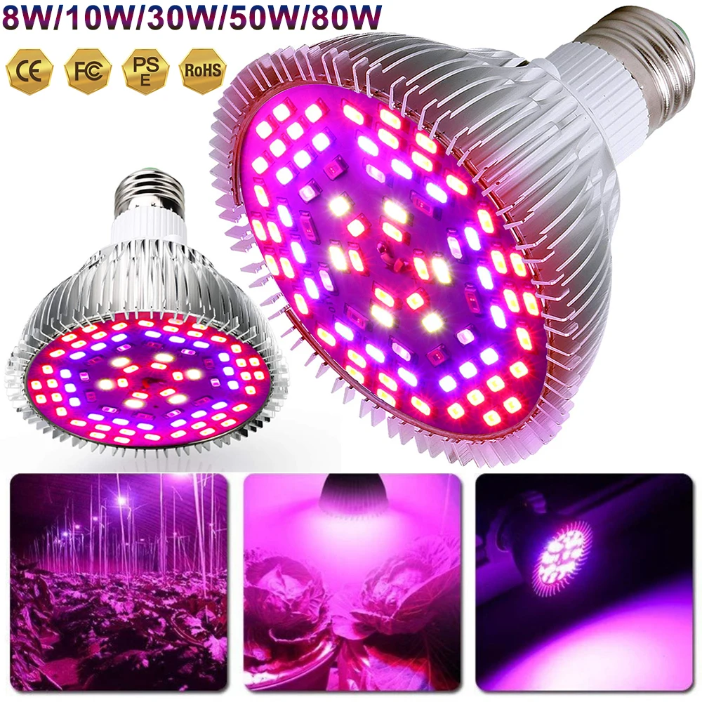

Led Grow Light Bulb 8-80W Led Plant Light Full Spectrum Grow Lights for Indoor Plants Greenhouse Hydroponic Growing Garden