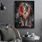 Картина на холсте с абстрактным изображением Льва, граффити, художественные плакаты и принты