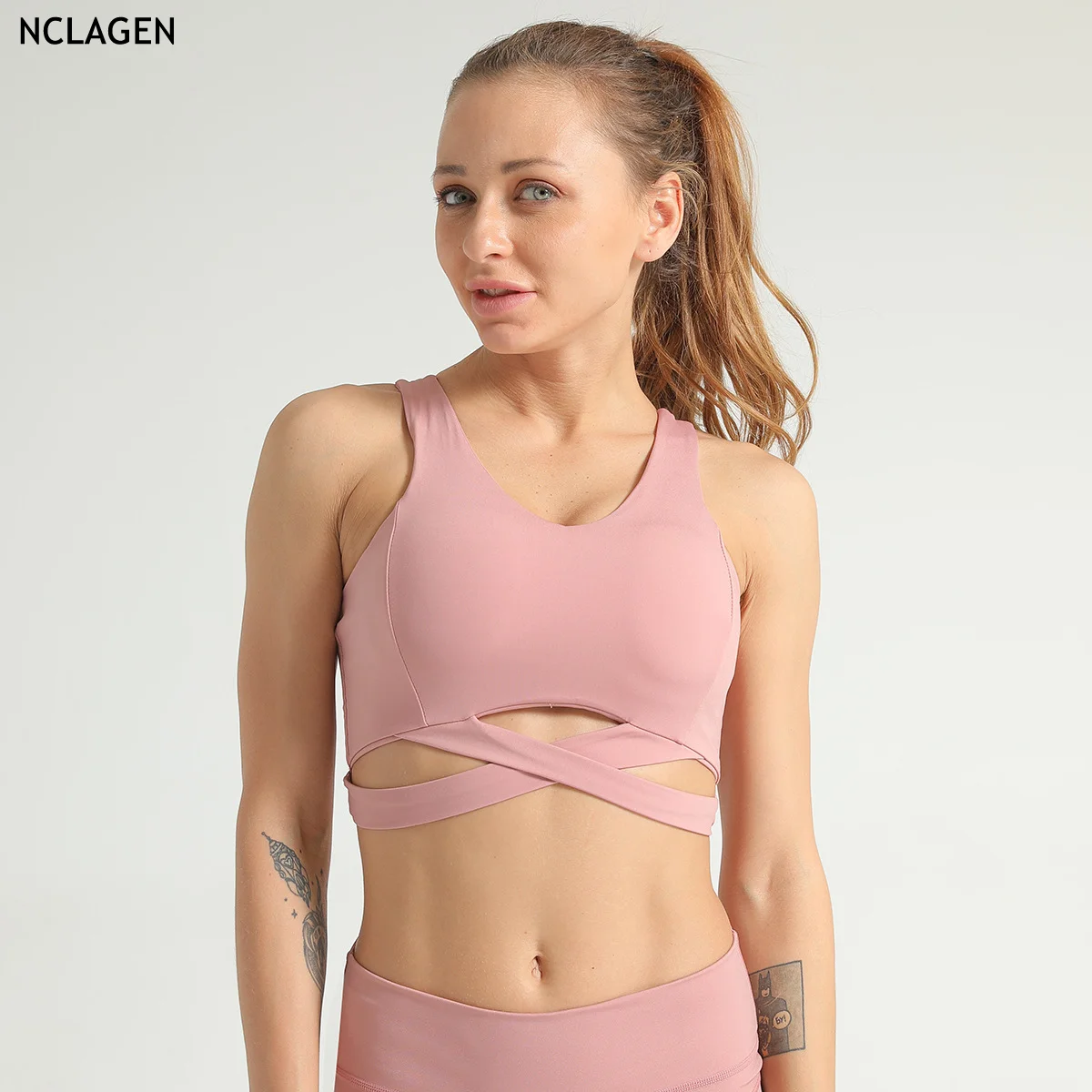 NCLAGEN бюстгальтеры для йоги тренажерный зал спорт тренировка бег сетчатый кроп