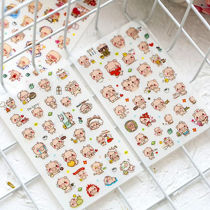 

6 pcs/lot Pink pig expression Series Creative Cute Sticker Decoration Photo Album Stationery Accessories(ss-522)