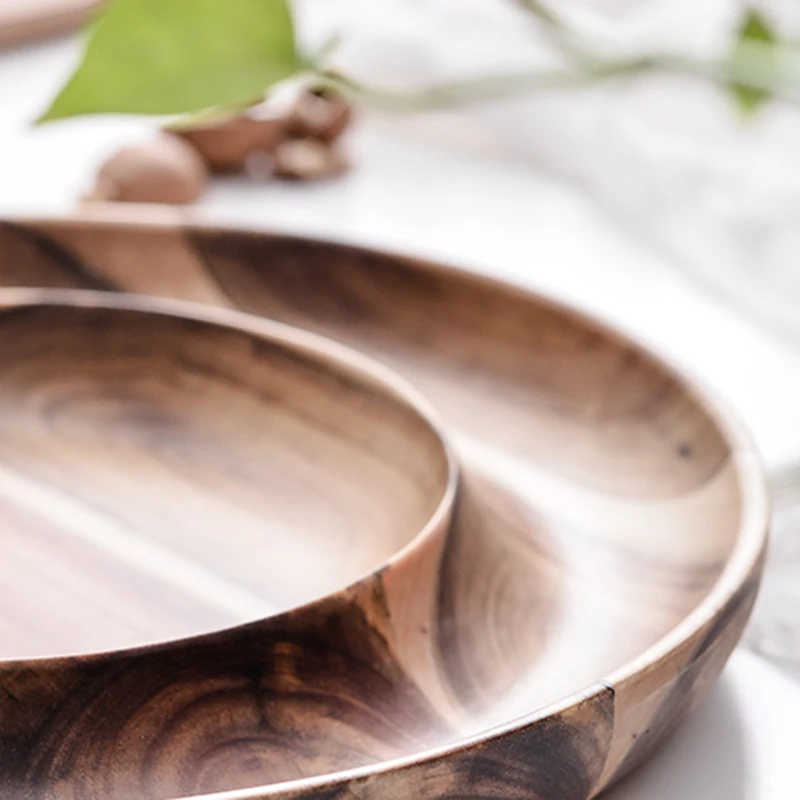 Двухслойная деревянная тарелка для закусок конфет орехов сушеных фруктов