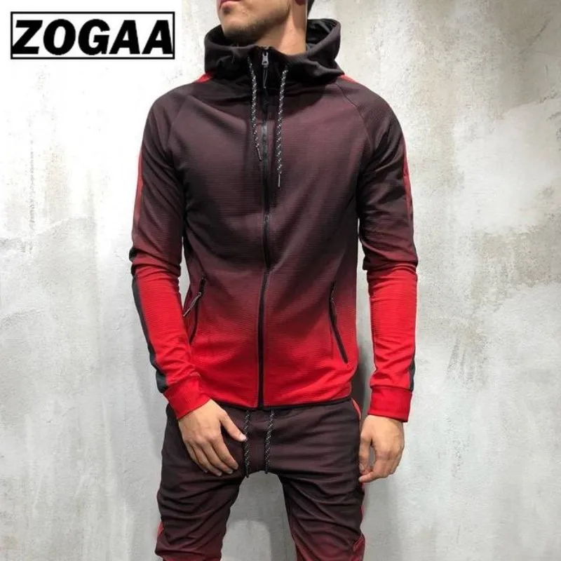 ZOGAA новинка 2019 брендовый мужской спортивный костюм комплект из 2 предметов 3D