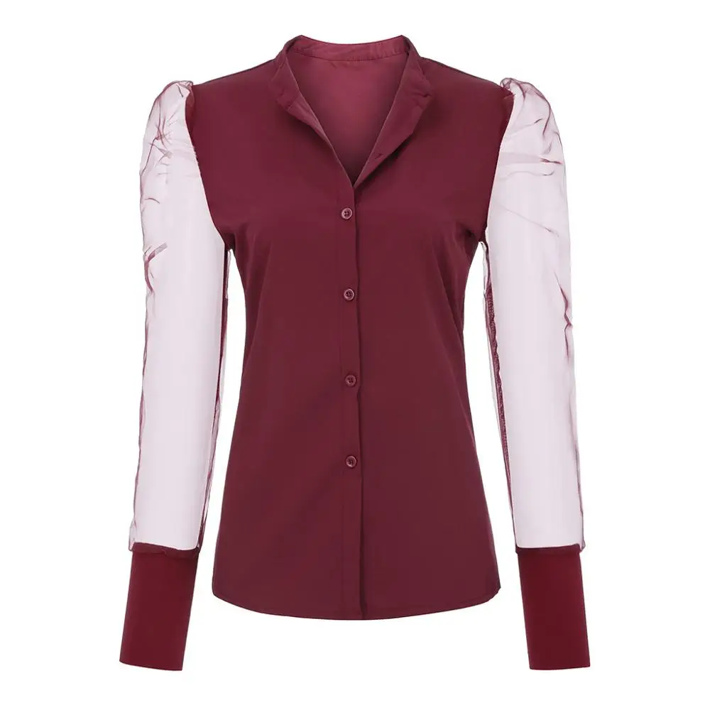 Женская сексуальная Стильная однотонная черная блузка женская модная со стоячим