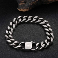 12mm stainless steel curb cuban link chain men bracelet hip hop rock punk jewelry vintage bracelets wristband gift gl0058