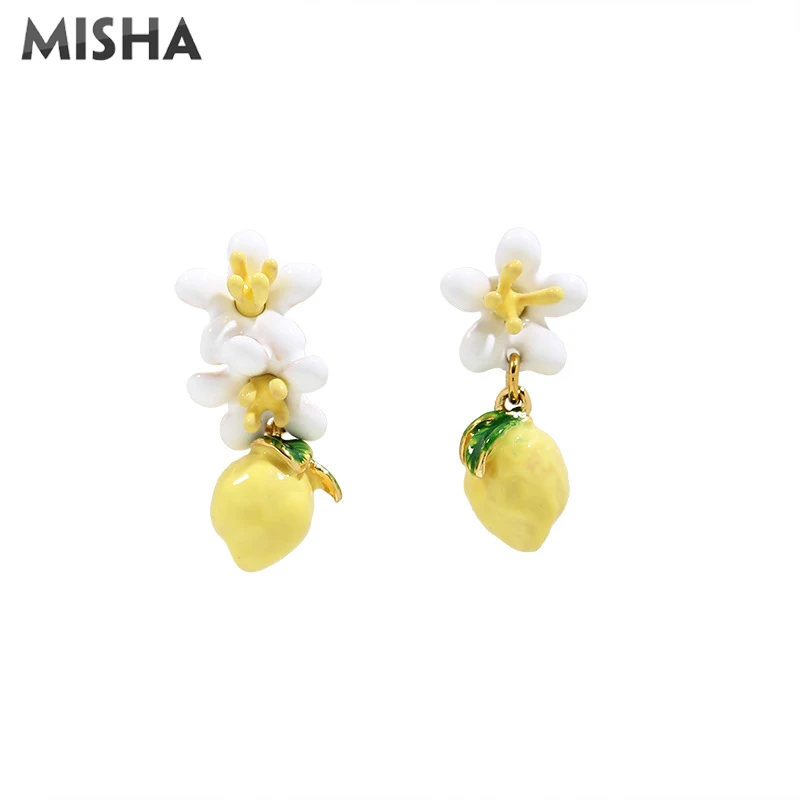 

Женские серьги-гвоздики с эмалью, в виде фруктов