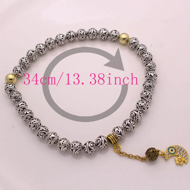 Мусульманская молитва 33 Бусы tasbih браслеты персидский полумесяц амулет со