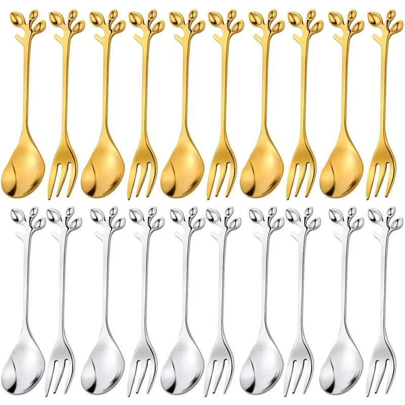 

10 шт., ложка для кофе в виде листьев