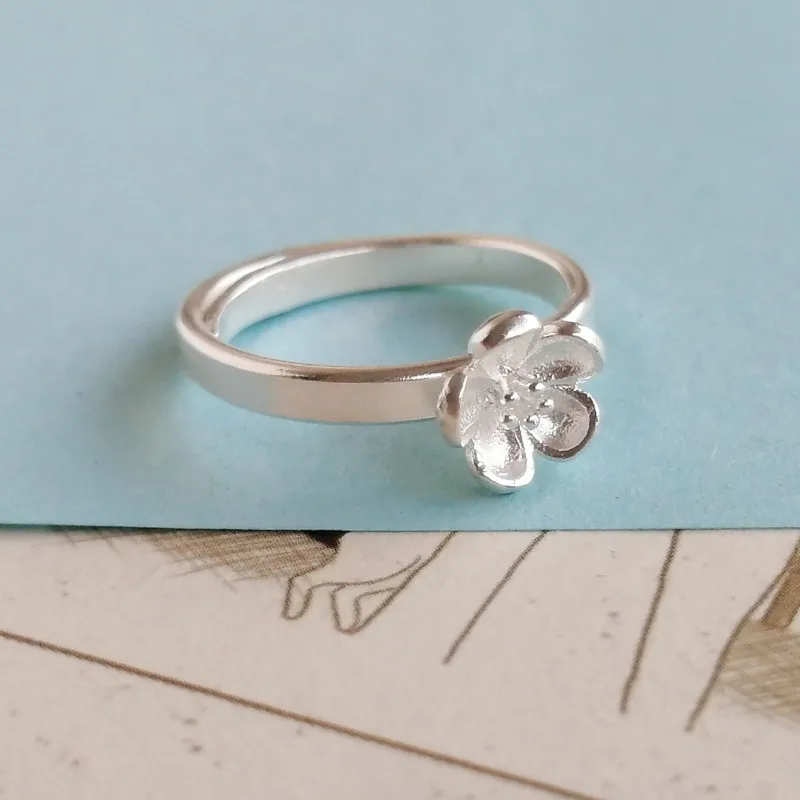 Женское Обручальное кольцо с цветком 999 из стерлингового серебра регулируемое