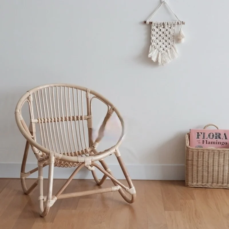 

Cyins Children's Rattan Chair Baby Woven Photo Props Furniture Rattan Poster Stand Handmade Bookshelf