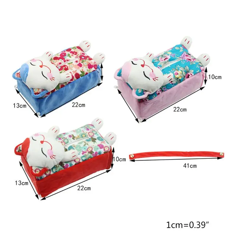  Car Lucky Cat Hanging Tissue Box Holder Plush Toy Style Anime Case Cartoon Cover | Дом и сад