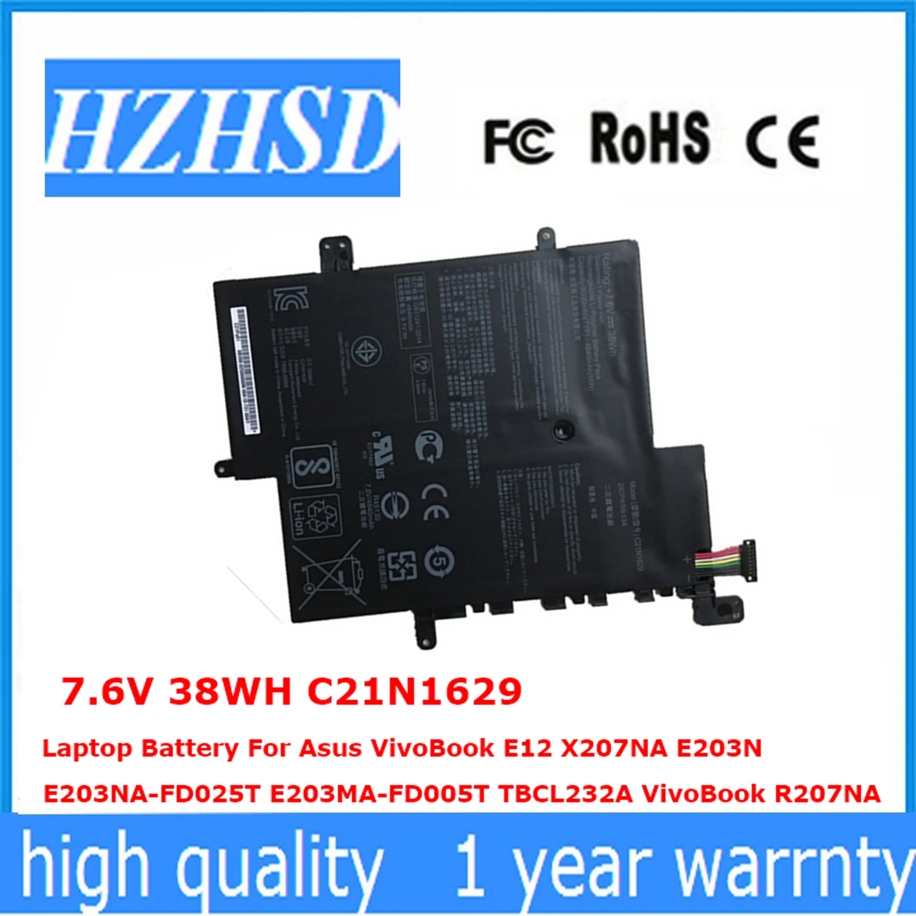 

7.6V 38WH C21N1629 Laptop Battery For Asus VivoBook E12 X207NA E203N E203NA-FD025T E203MA-FD005T TBCL232A VivoBook R207NA