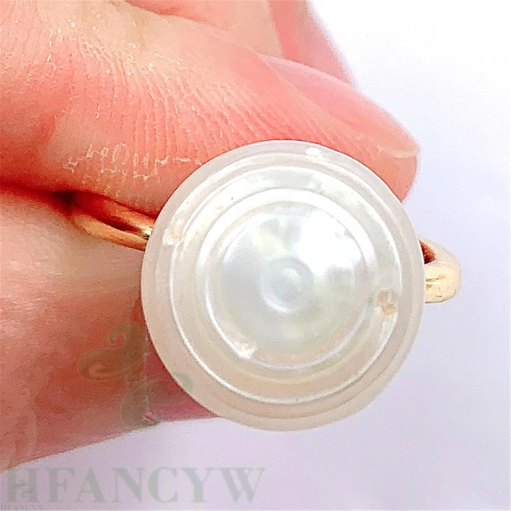 Белое перламутровое Открытое кольцо в стиле барокко регулируемое безупречное