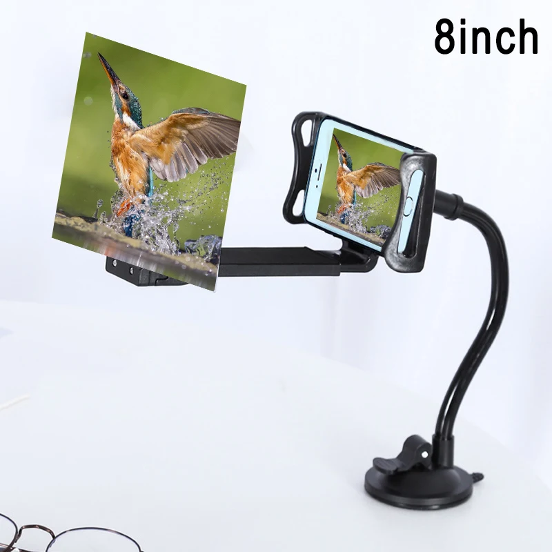 Black 8inch Мобильный телефон HD Проекционный Кронштейн 360 градусов Регулируемый гибкий держатель для дома 3D HD увеличитель для экрана телефона PUO88 - Цвет: Black 8inch