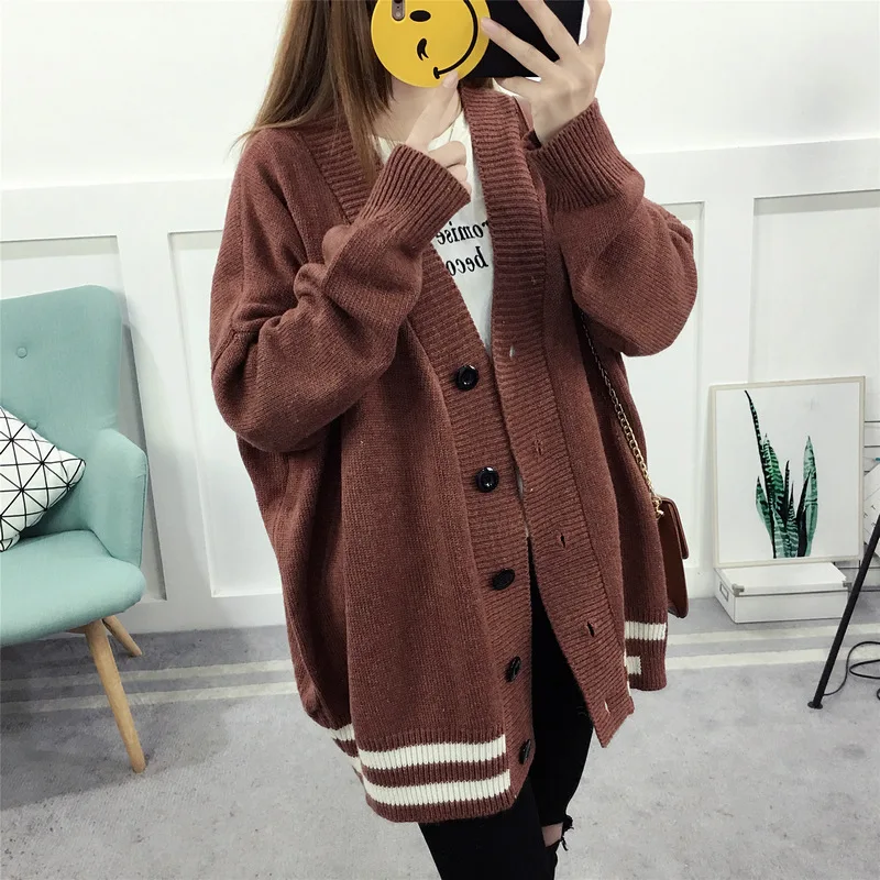 2019Autumn Winter Batwing long Sleeve Knitwear Cardigan Women smooth Knitted Sweater pocket design Cardigan Female Jumper Coat