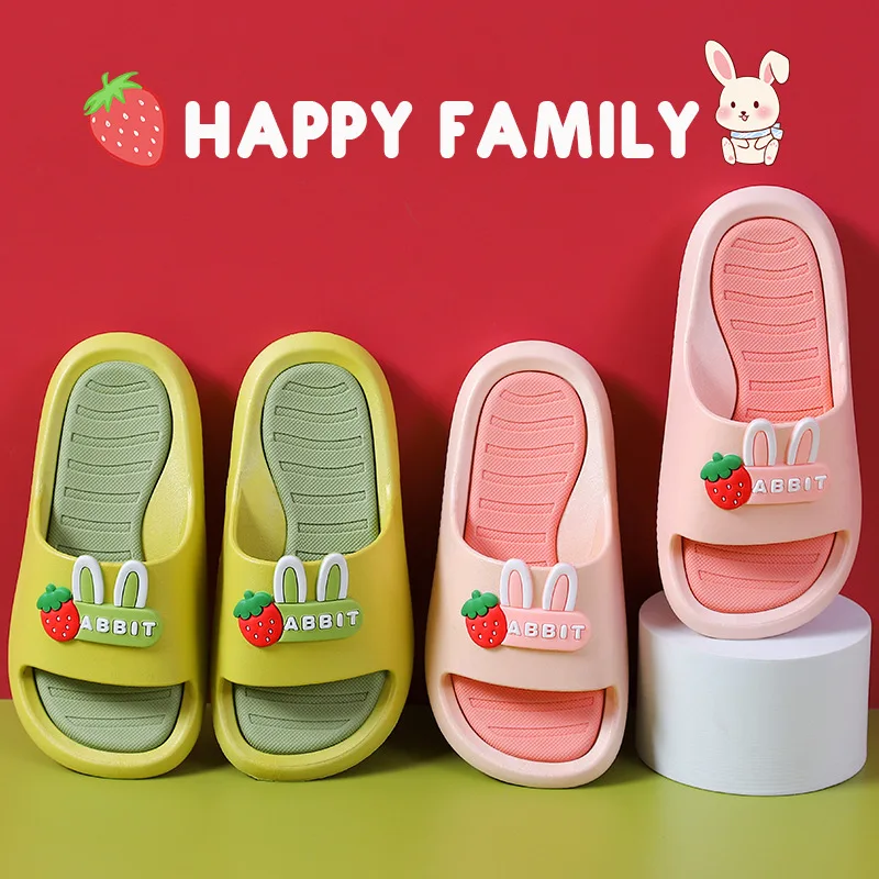 Baby Slippers 2-8Yrs 2021 Non-slip Soft Bottom Kids Boys Girls Cartoon Cute Rabbit Slippers Travel Portable Beach Hole Shoes