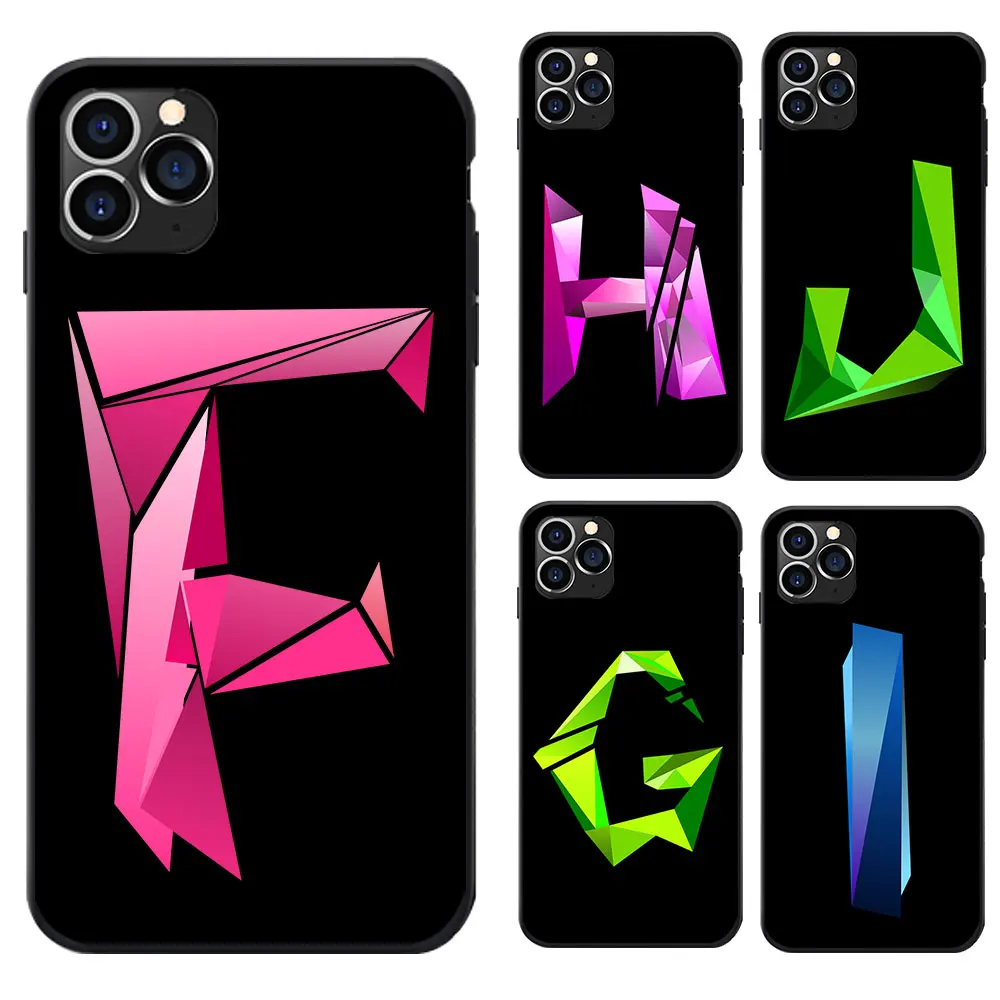 Чехлы для iPhone 5 6 7 8 S XR X Plus Max SE с надписью Капитал алфавит от A до Z модные 3D чехлы