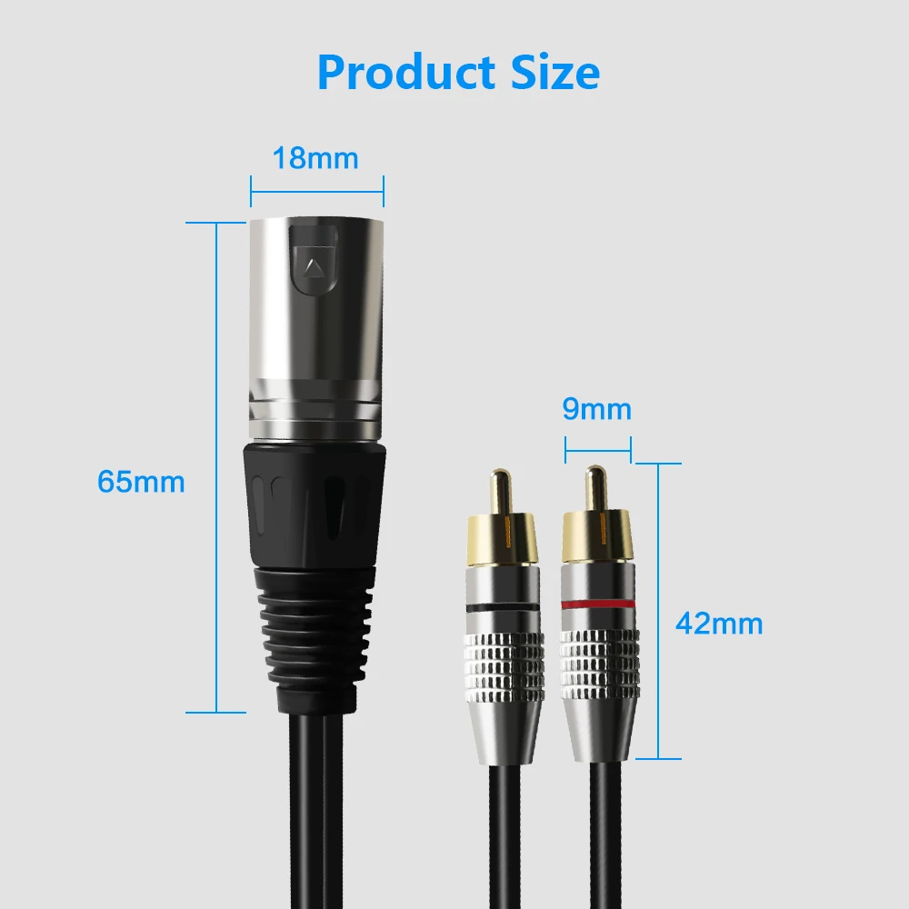 XLR к двойному аудиокабелю RCA 2 штекер 3 контакта Женский фотокабель 1 м 5 8 кабель