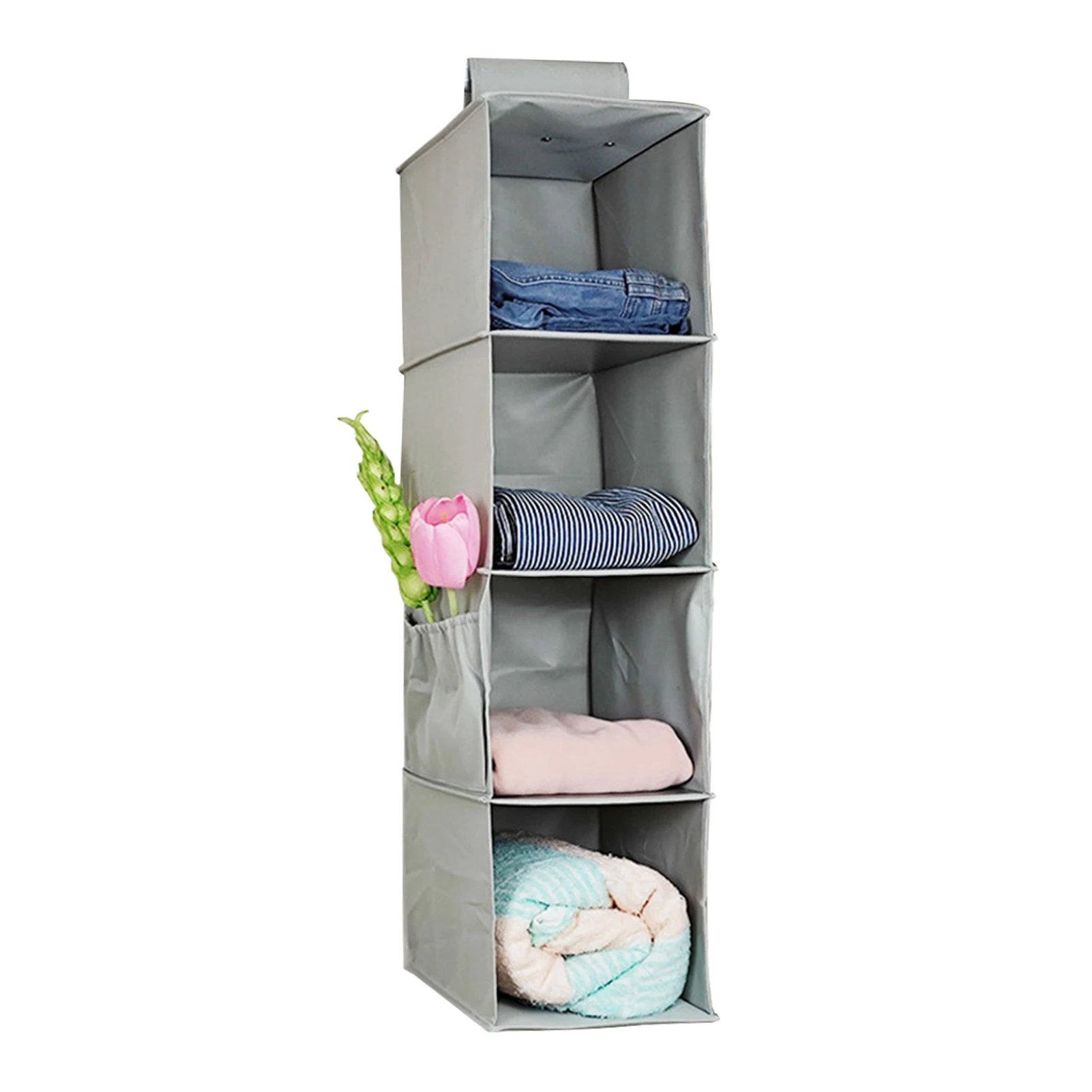 

4 Shelf Foldable Large Capacity Wardrobe Storage Hanging Closet Organizer Nursery Room Clothes Home Scraf Handbag Oxford Cloth
