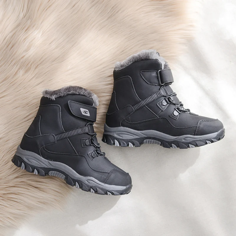Детские зимние ботинки водонепроницаемые Нескользящие теплые плюшевые