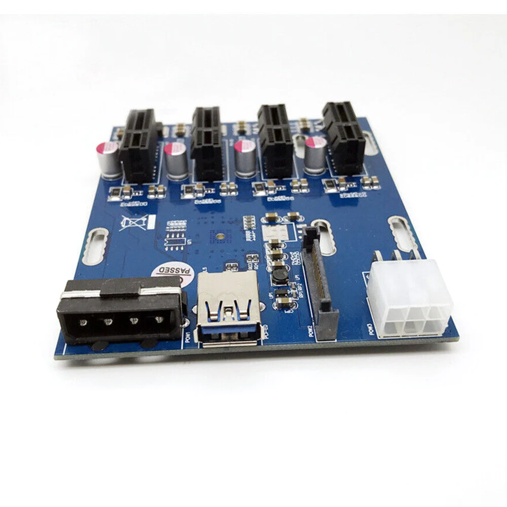 

PCI-E 1 to 4 PCI Express 1X Slots Riser Card Mini ITX to External 4 PCI-e Slot Adapter PCIe Port Multiplier Card Part