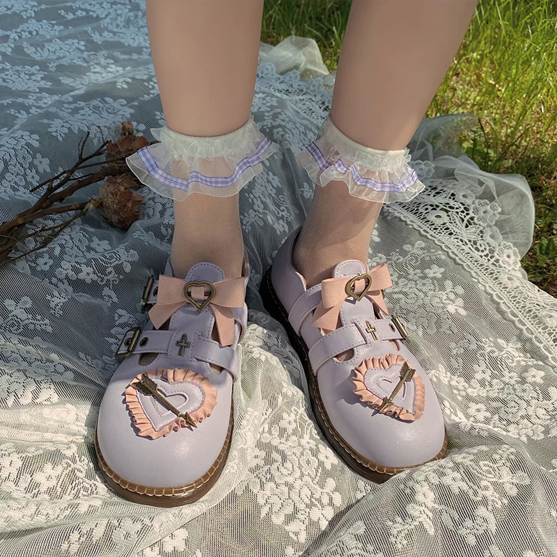 

Милые кружевные носки из шелковой ткани в клетку; Носки в стиле Харадзюку с украшением в виде Алисы и кристаллов; Носки в стиле Лолиты