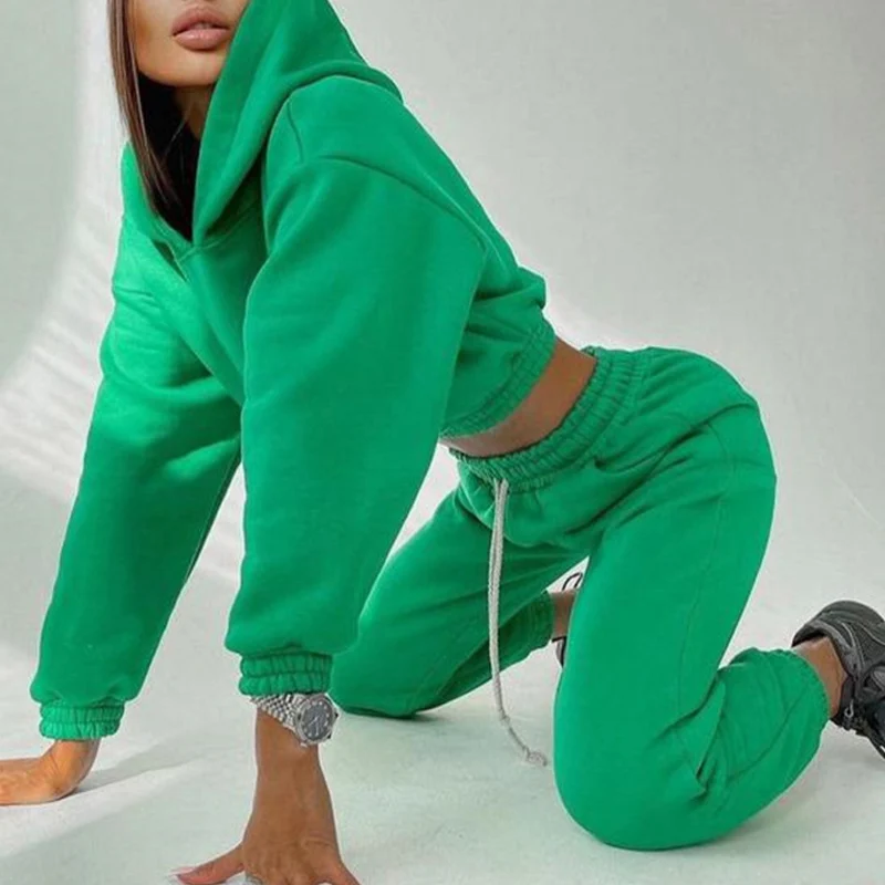 Повседневные свободные Флисовые женские брюки спортивный костюм укороченный