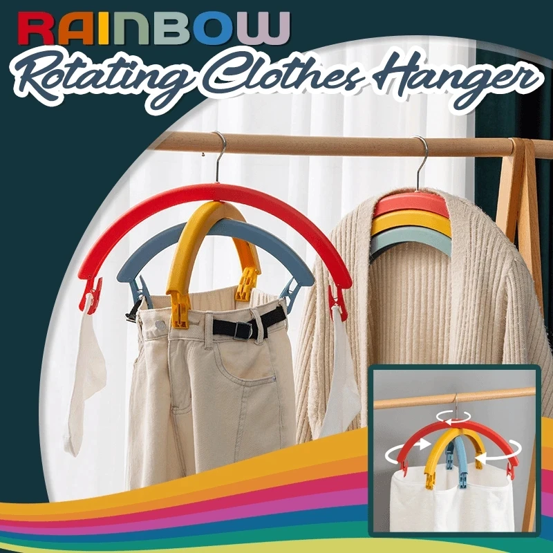 

Clothes Rack CreativeRainbow Rotating Clothes Hanger Multifunctional Three-layer Clothes Hanger with Pants Clip Dropshipping