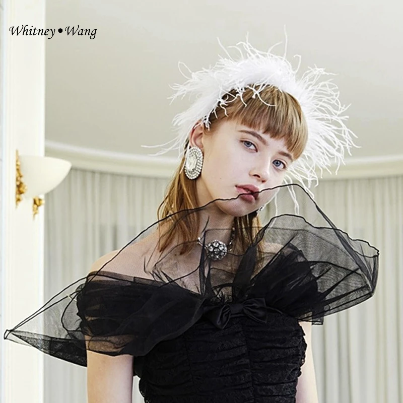Женский обруч для волос WHITNEY WANG дизайнерский стиль повязка на голову с перьями |