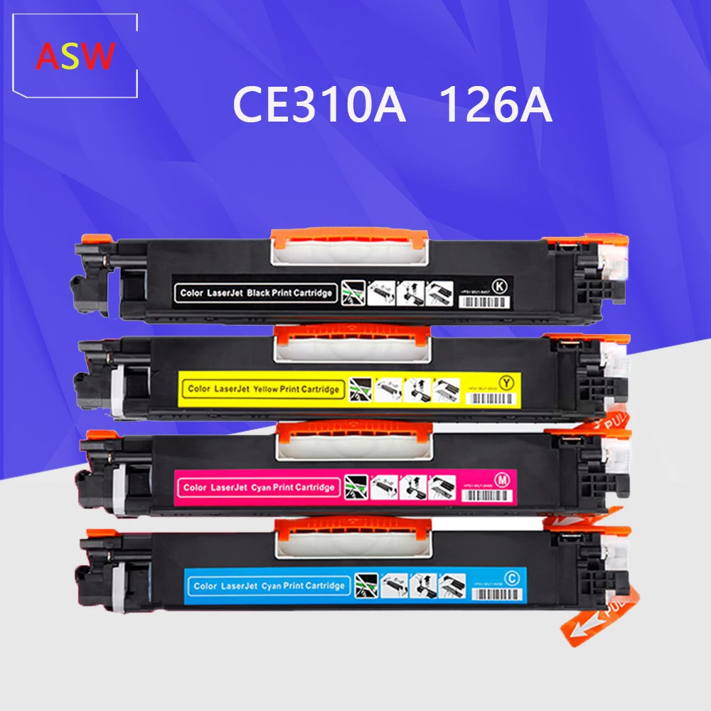 Цветной тонер картридж ASW CE310A CE311A CE312A CE313A 126A совместимый с HP LaserJet Pro CP1025 M275 100 MFP M175a