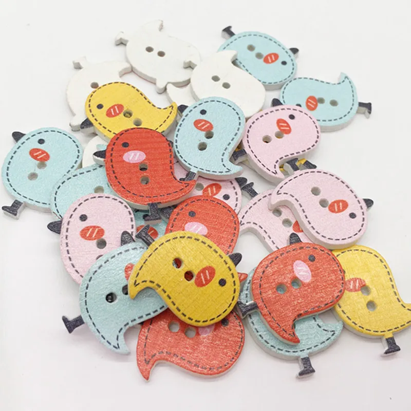 10 шт. оптовая продажа деревянные Мультяшные птицы разноцветные пуговицы