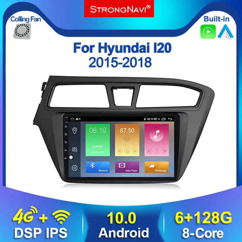 

2 Din 6 + 128G Android 10 автомобильный мультимедийный плеер для Hyundai I20 2015 2016 2017 2018 GPS-навигация стерео радио 4G Lte WIFI BT