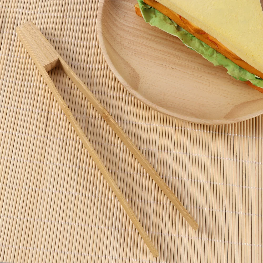 

Bamboo Toaster Kitchen Tongs Long Easy Grip Toaster Serving Tongs for Cooking Toast Bread Barbecue Grilling Baking Frying