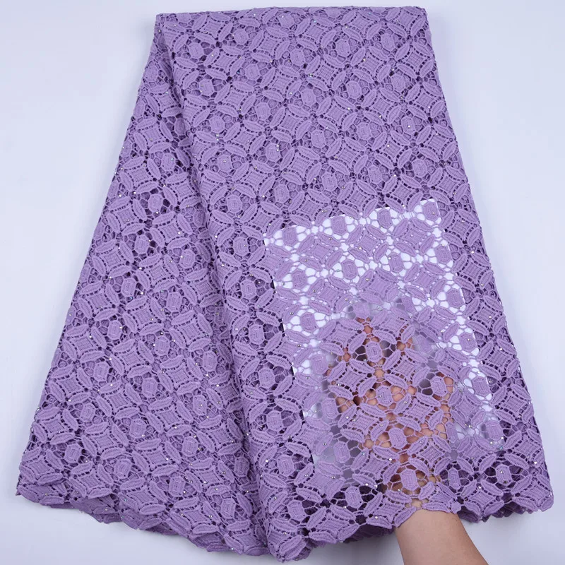 Лидер продаж чистый белый цветочный нигерийский гипюр сетевая Кружевная Ткань 5