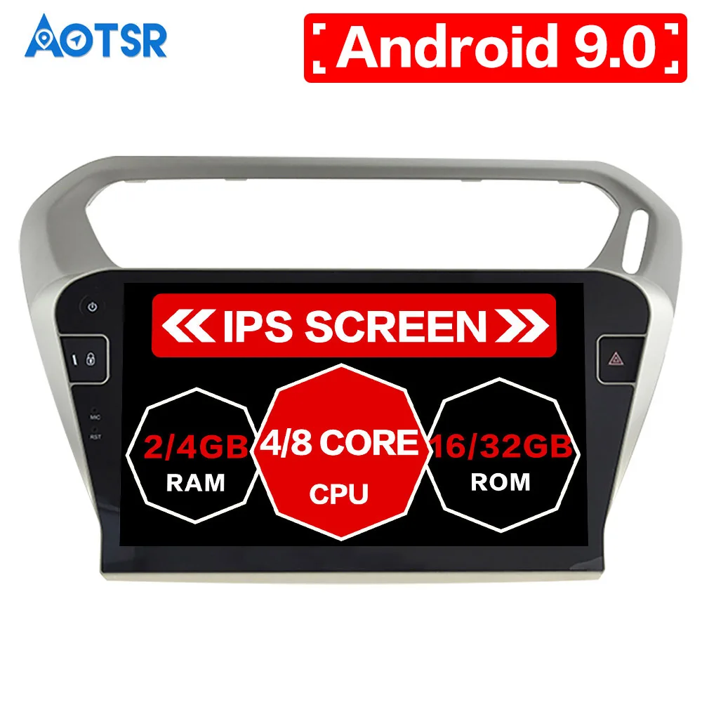 Aotsr Android 9 0 GPS навигация автомобиля нет DVD плеер для PEUGEOT 301 Citroen Elysee 2014 +