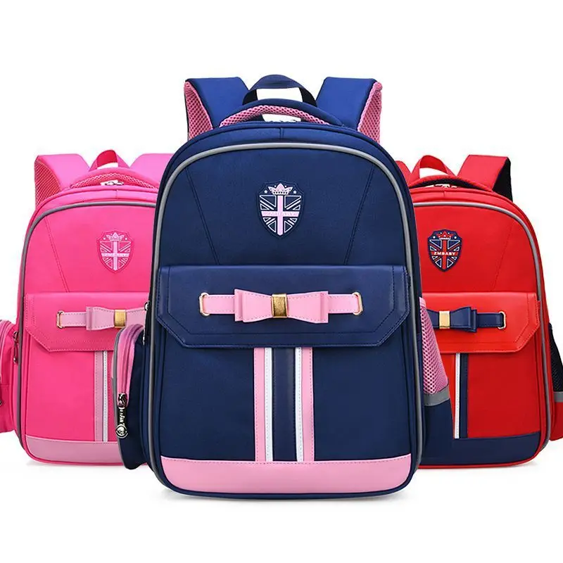 British style fashion bow children's school backpack for teen girls Reduce the burden schoolbags Waterproof kids school bag