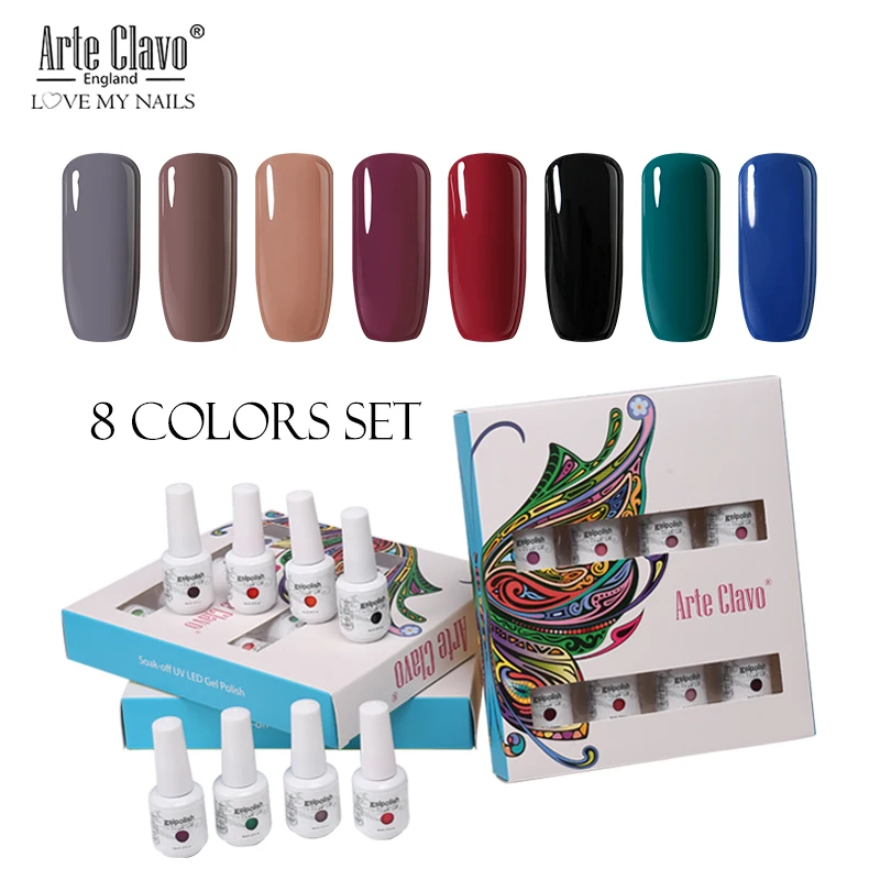 ZH11 Arte Clavo 8 Colors Gift Sets Box 8ml UV Gel Nail Polish Nail Art Gel Polish Vernis Semi Permanent Nail Primer Gel Varnishes - Цвет: ZH11