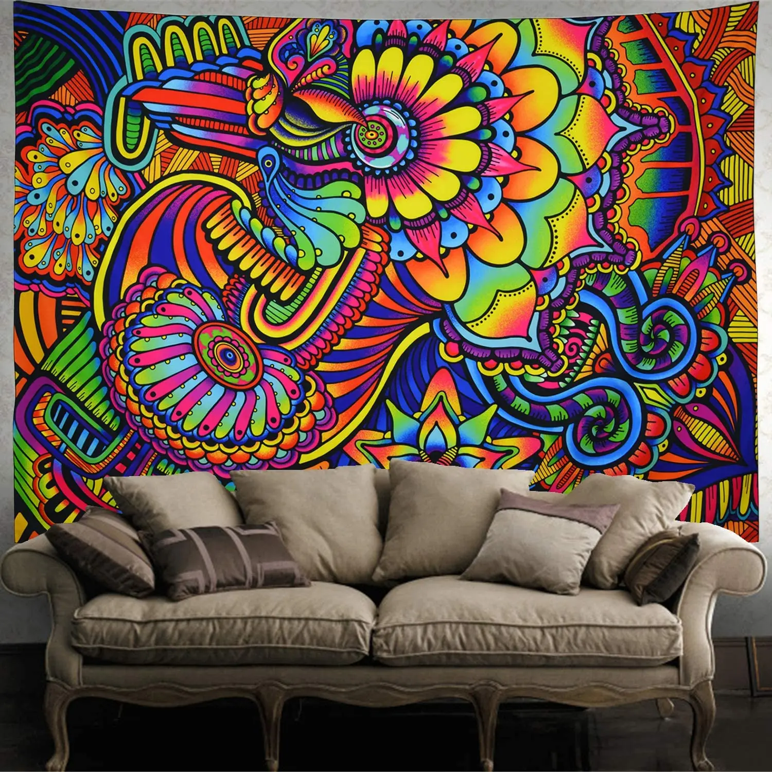 

Hippie Mandala Flowers Tapestry Psychedelic Abstract Colorful Blanket Wall Hanging For Bedroom Boho House Decor Farmhouse