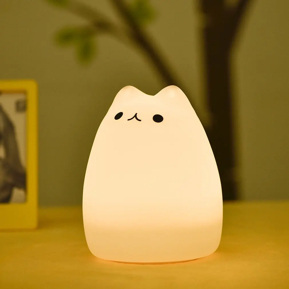 

Cute Silicone LED Night Lamp USB Rechargeable Children Night Light 7-Color Breathing Modes Touch Sensor Control Night Lamp