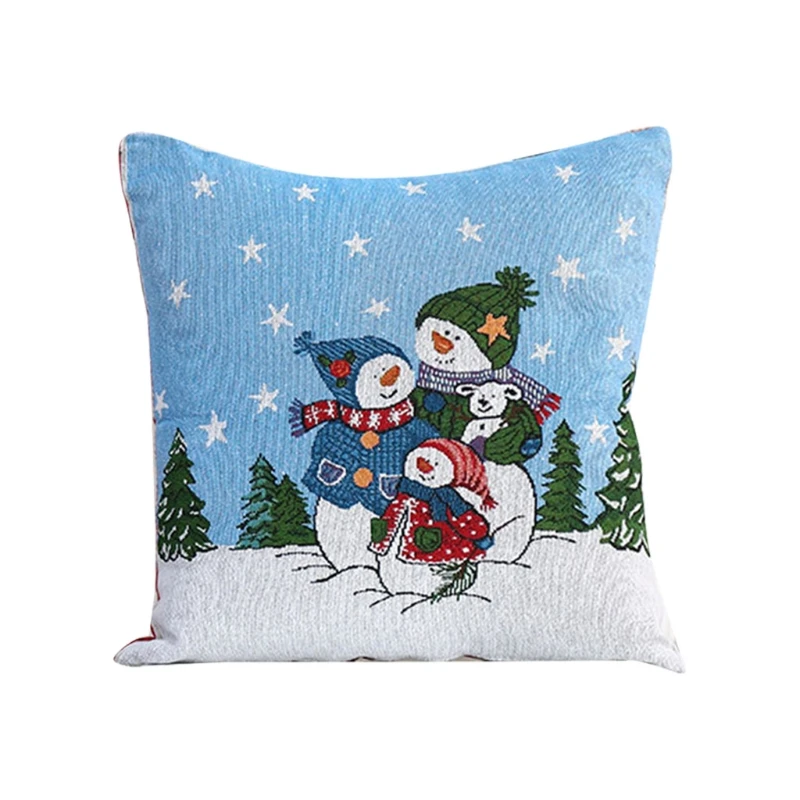 

Christmas Decorative Plaid Throw Pillow Case Cute Santa Claus Faceless Gnome Cartoon Patterns Knitted Cushion Cover