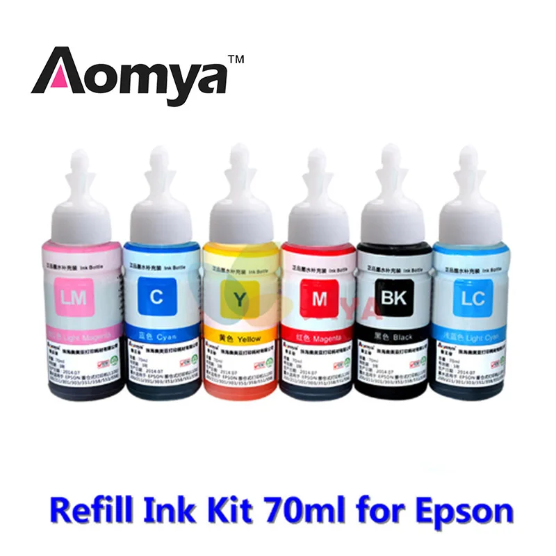 Aomya 6colors 3Lots 18pcs Dye Based Refill Ink Kit for Epson L800 L801 Cartridge T6731 T6732 T6733 T6734 T6735 T6736 Printer Ink