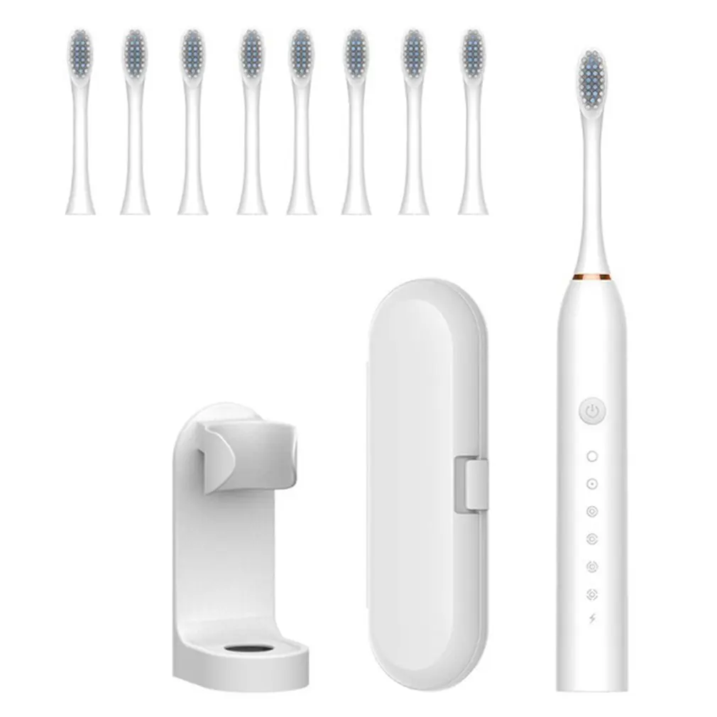 

Ultrasonic Electric Toothbrush Adult Timer Brush 6 Modes USB Rechargeable IPX7 Tooth Brush Replacement Heads Set