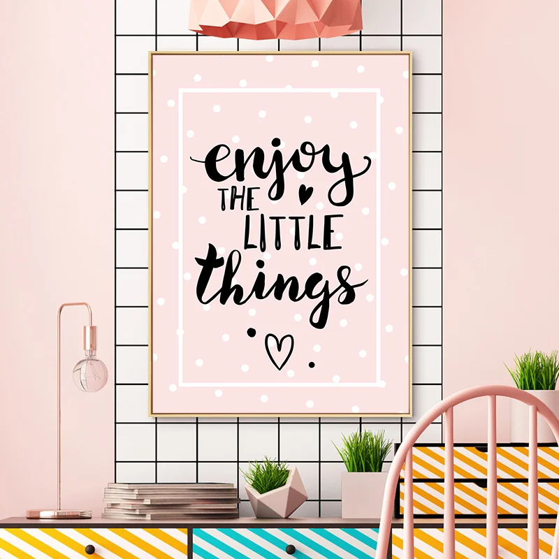 Детские Мультяшные плакаты розовая девушка воздушный шар Картина на холсте для