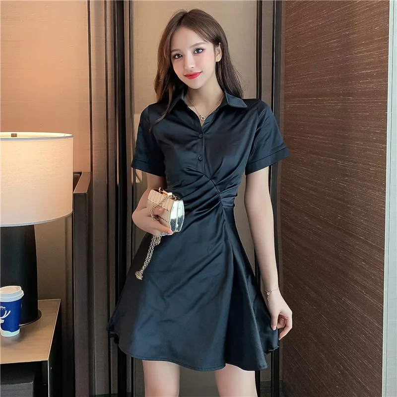 

Will ~ the new summer goddess temperament of cultivate one's morality show thin short sleeve shirt dress van waist shirt skirt