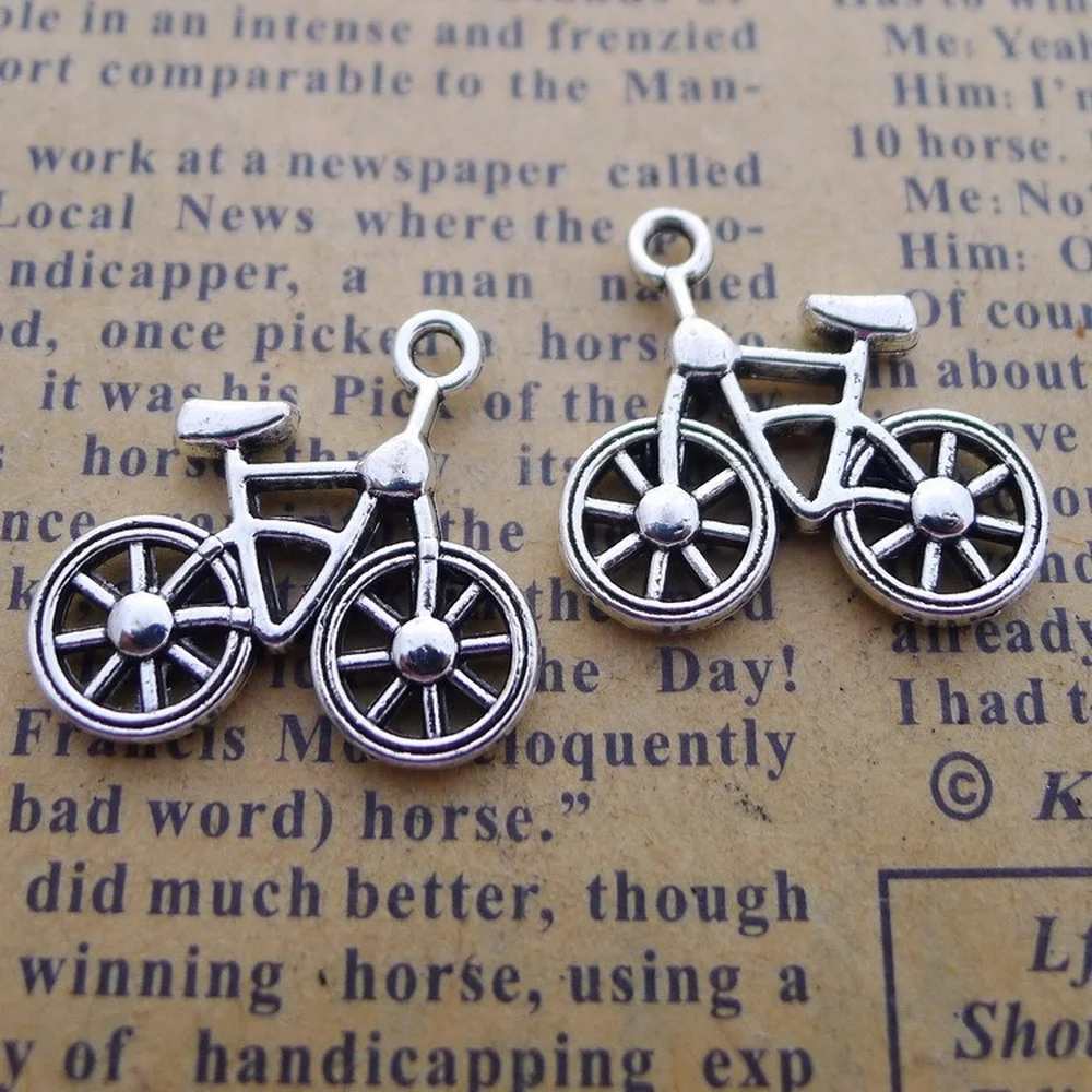 

120pcs Bicycle Charms 19mm x 20mm DIY Jewelry Making Pendant Antique Silver Color